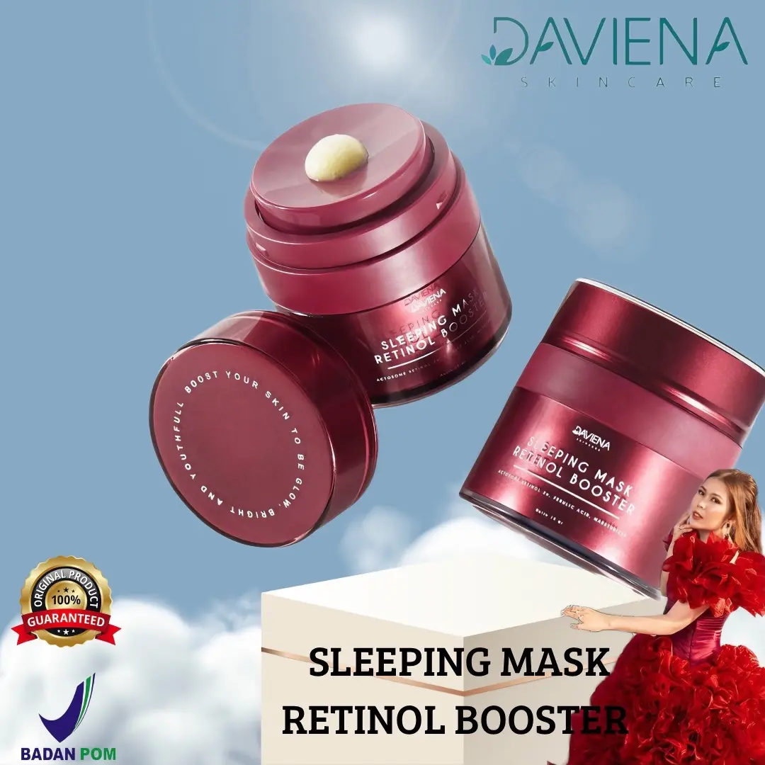 (OFFICIAL) Sleeping Mask Retinol Booster Daviena Skincare Mencerahkan Melembutkan Masker Wajah Mengencangkan Glycolic Acid Perawatan Hitam Aging Pencerah Facial Bruntusan