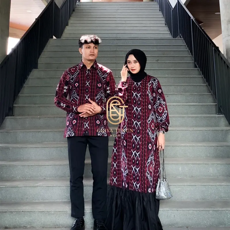 READY STOCK BAJU TENUN AZURA MARUN - BAJU TENUN LEBARAN - BAJU TENUN KONDANGAN 4