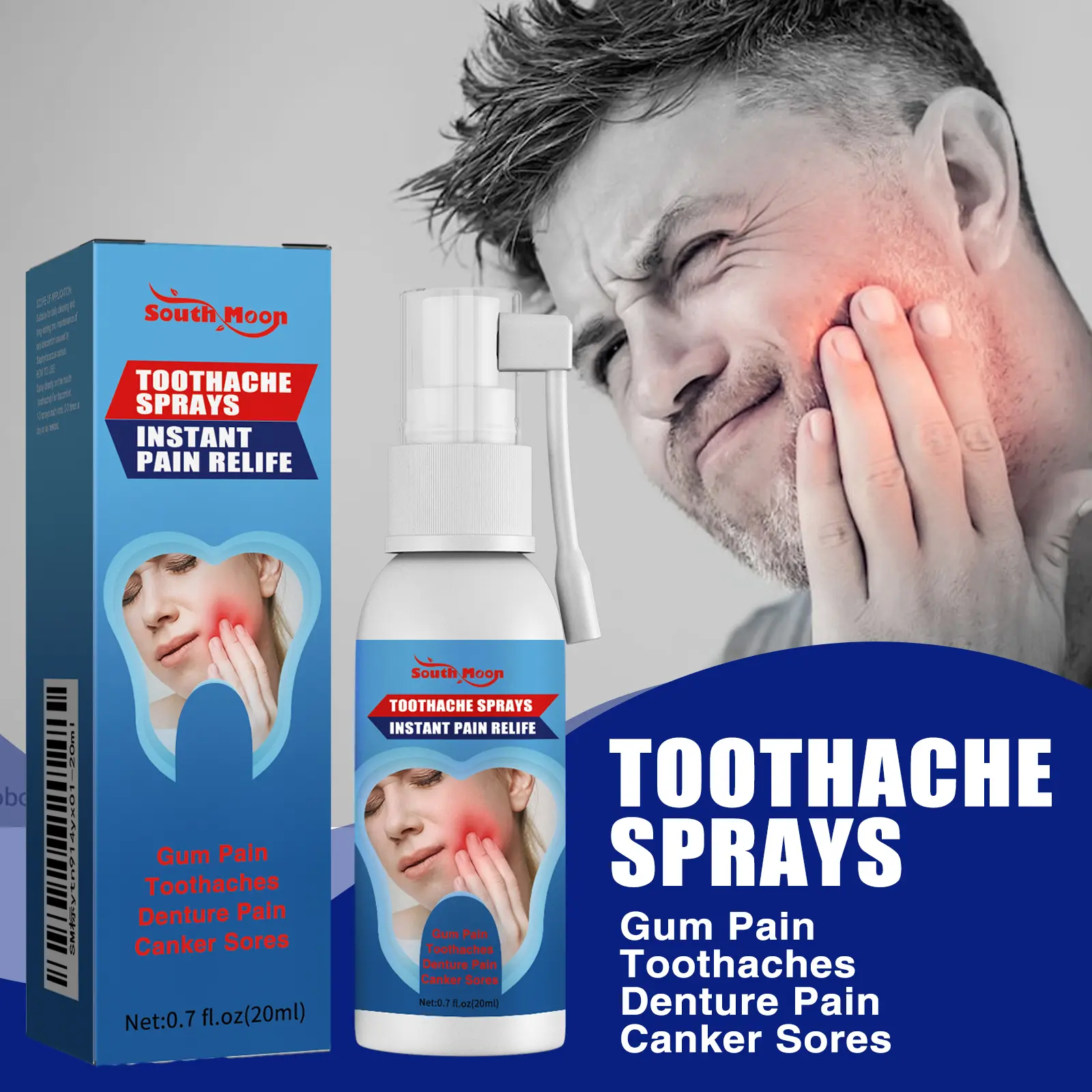 South Moon Toothaches Sprays for Oral Health, Gum and Caries Pain Relief