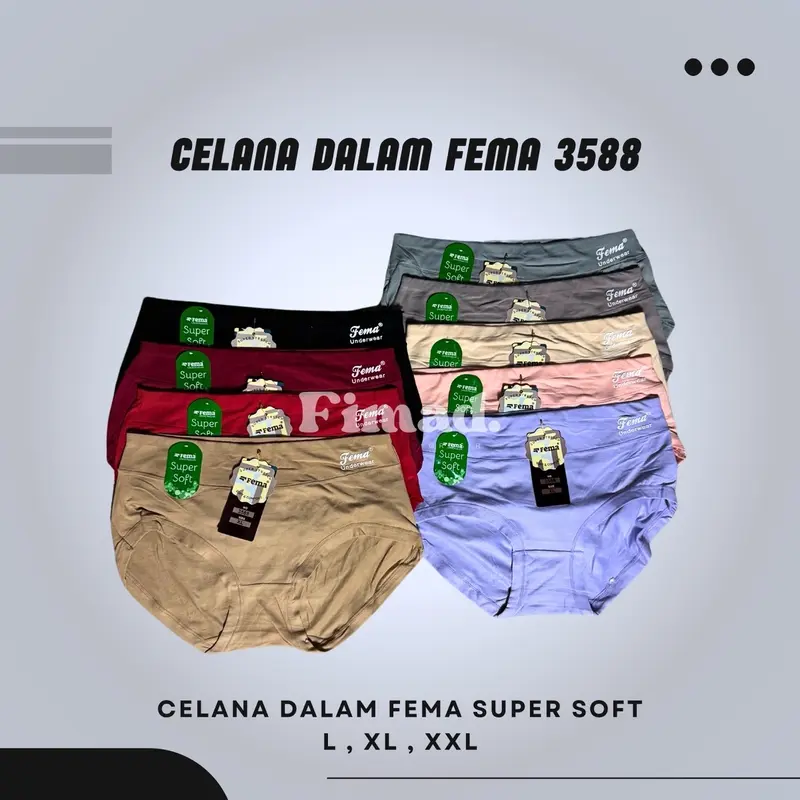 CELANA DALAM FEMA 3588 SUPER SOFT LEMBUT ISI 3 6 12  Wanita Dewasa Katun underwear  wanita 1