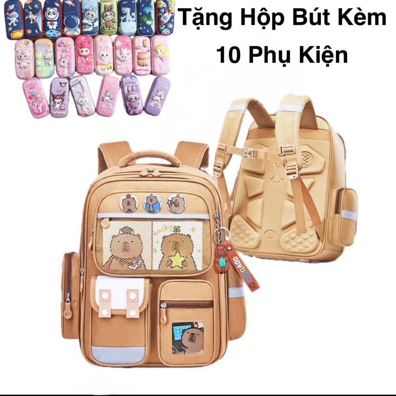    Tặng Kèm Hộp Bút Và 10 Món Phụ Kiện Trang Trí   Balo Học Sinh Capyparaa  Cặp Sách Học Sinh Tiểu Học Chống Gù Cho Bé Trai  Balo tiểu học Bé Gái Từ Lớp 1 Đến Lớp 7 cap đi 