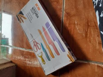 Product Review of Pisau Set 6IN1 Warna Warni Kode 600 - Corrugated Kitchen Knife Kitchenware - Pisau Roti - Pisau Stainless from M**8 1