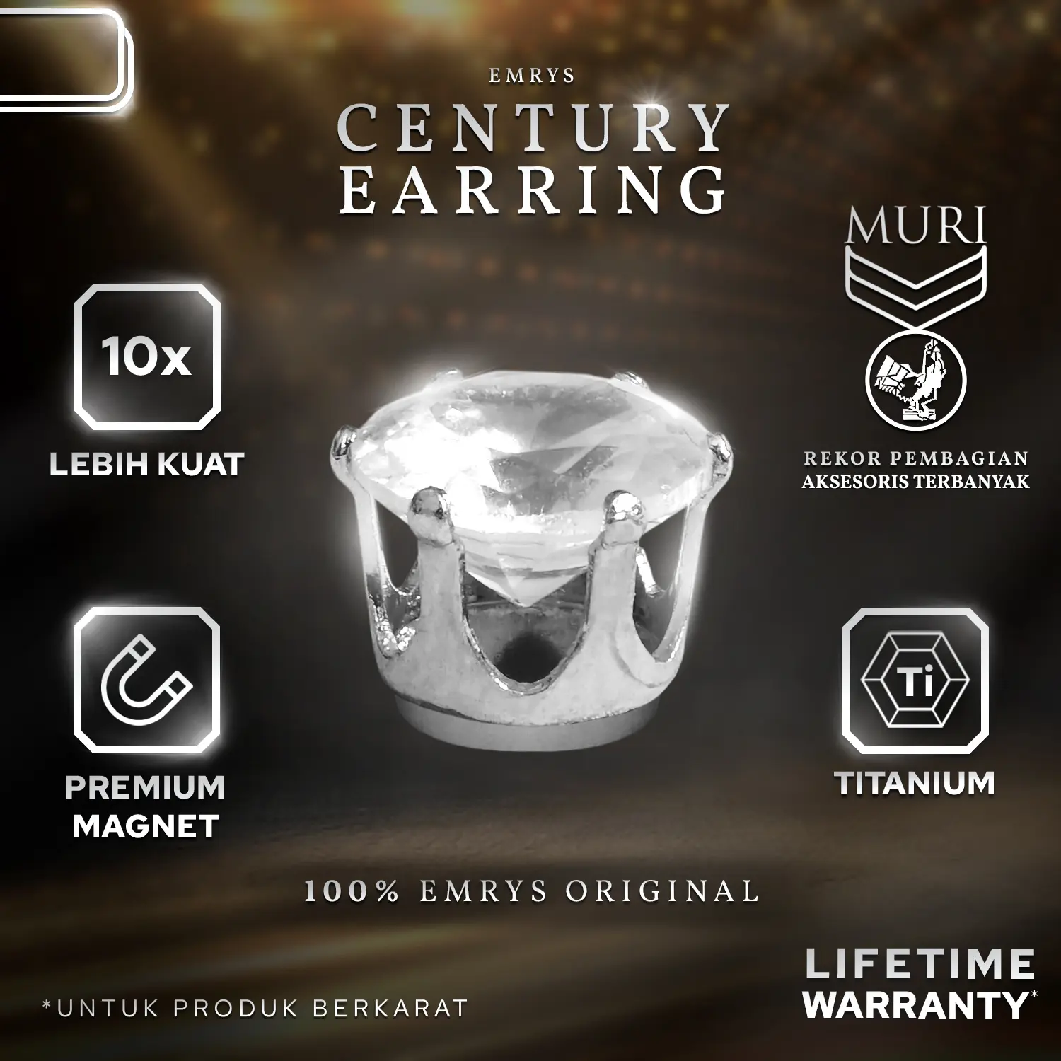 BUY 1 FREE 1 GIFT Emrys CENTURY Bonus Gelang Anting Magnet Kekinian Titanium Anti Karat Pria dan Wanita