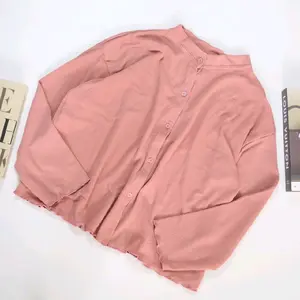 Crop Oversize Cardigan Wanita | Ld 120cm Rib Knitwear