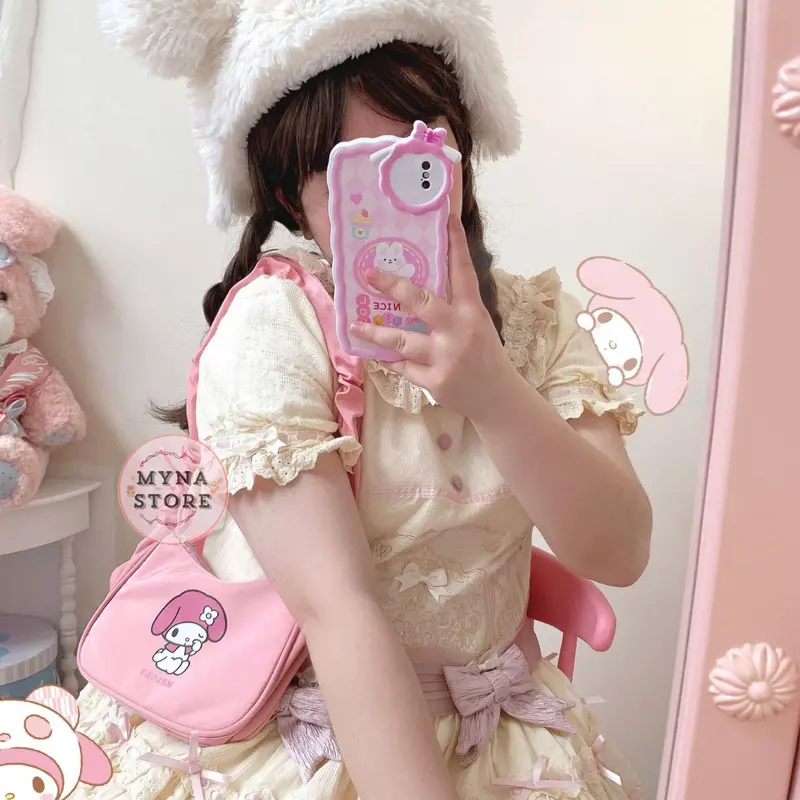 Mynastore - Tas Selempang Sanrio Kuromi Melody Moroll Pochacco Tali Kerut - TPS020 5