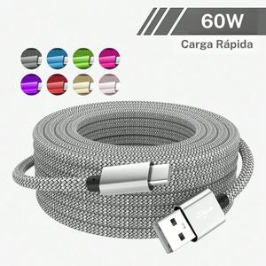 Cable USB Tipo C de Carga Rápida de 60W, Cordón Cargador USB A a USB C con Nylon Trenzado, Compatible para Samsung Galaxy S23 Ultra/S23/S23+/S22/S22 Ultra/Note 20