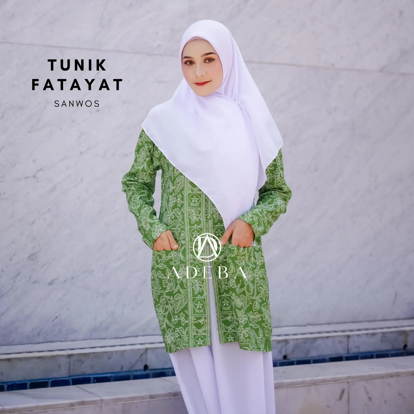 ADEBA - Atasan TUNIK FATAYAT BAHAN SANWOS  Muslimat Dewasa Panjang Katun untuk fatayat NU