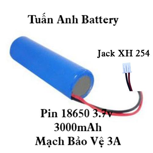 Pin Sạc 3.7V 3000 Jack cắm XH 254 Có mạch bảo vệ 6A sử dụng cho đèn đội đầu,…