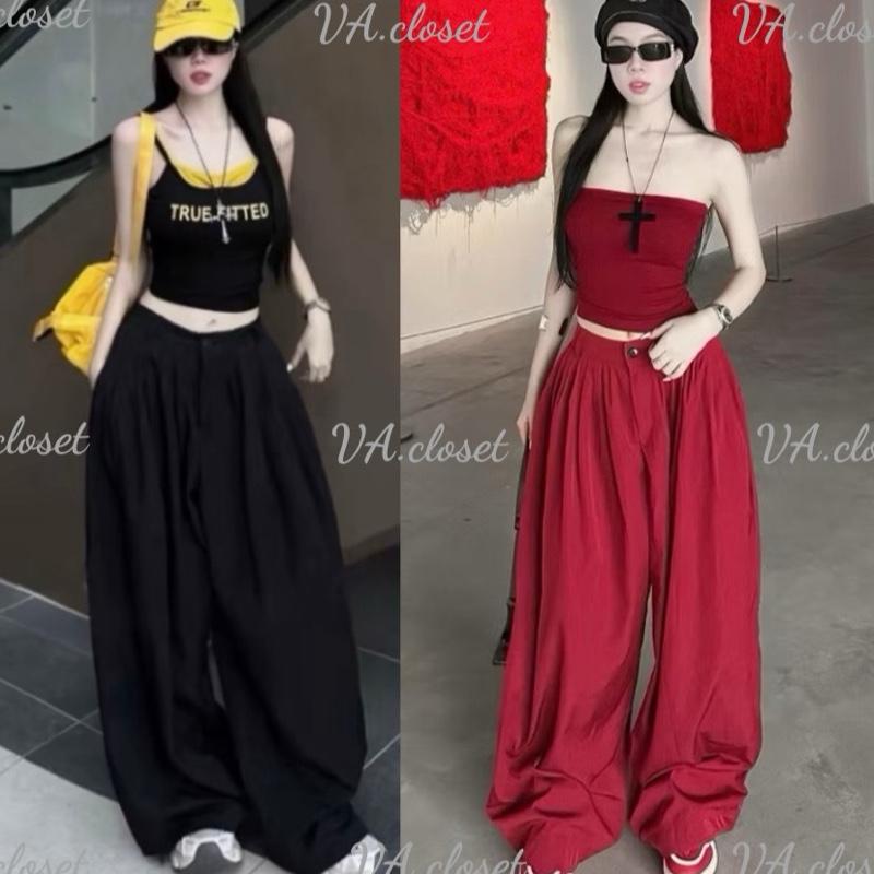   CÓ DÁNG NẤM  Quần Parachute xếp ly cạp ống rộng phiên bản mới mềm đẹp Quần vải dù ống to cạp khoá lưng chun kiểu dáng thoải mái mềm đẹp 