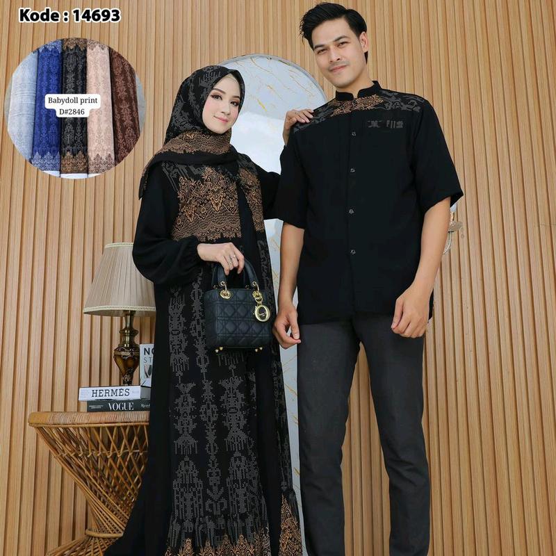 Series Baju Lebaran Couple Edisi Terbaru - Gamis Satu Set Baju Koko Dewasa Couple Keluarga Sarimbit Pasangan 0