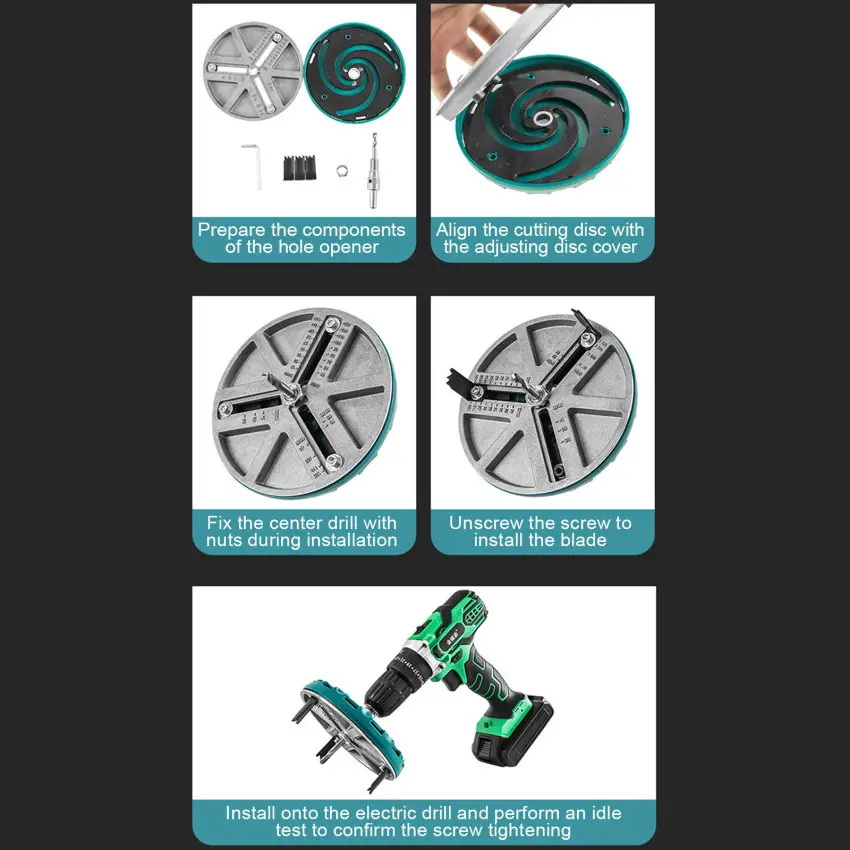 Adjustable Hole Saw Diameter 45mm-130mm Woodworking Hole Opener Cutting Tools For Gypsum Board Cork Board For Home Improvement