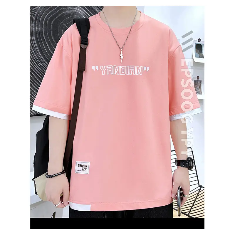 Baju-T, Ketibaan Baru, Gaya Preppy, Trend Korea, Slim Fit, Diperbuat daripada Kapas, Boleh Diregangkan, Bernafas, Lengan Separuh, Sesuai untuk Pakaian Kasual Lelaki, Model Pasangan, Dalam Lapisan Asas, Leher Bulat, Sesuai untuk Sukan, Lengan Pendek. gym.