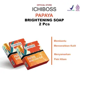 ICHIBOSS 2 Pcs Papaya Bar Soap – Sabun Whitening Wajah dan Badan dengan Enzim Pepaya, Multi-Brightening, Lembut di Kulit Mencerahkan glowing Batang