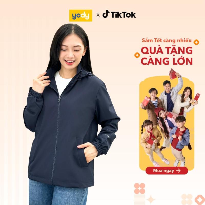  YODY Áo Khoác Nữ Gia Đình 3C Pro 2 Lớp Có Mũ Cản Nước Cản Bụi 2023 AKN6012 