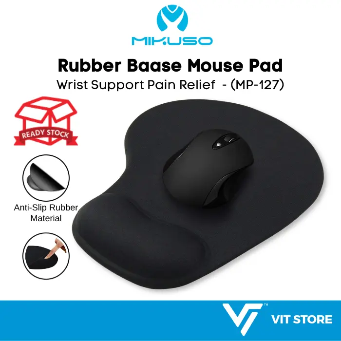 MIKUSO MP-127 Comfort Wrist Support Mouse Pad Anti-Slip Rest Gaming Mousepad Ergonomic Office PC Laptop Accessories