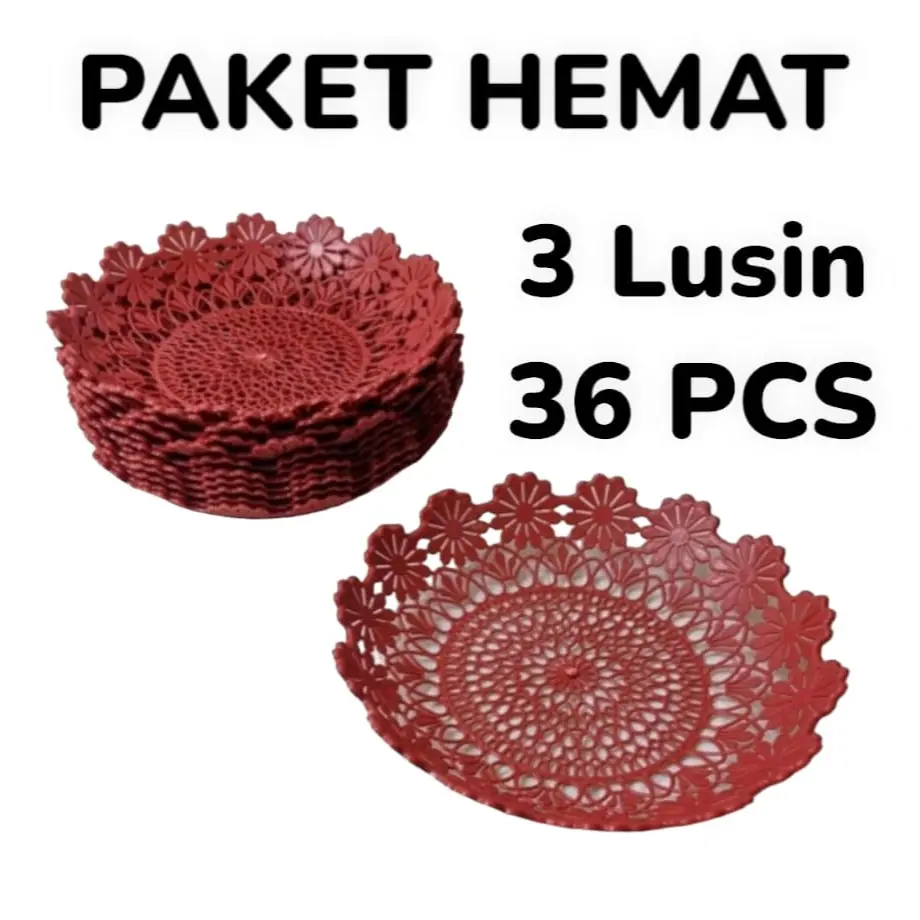 PAKET HEMAT 3 LUSIN 36 PCS PIRING ROTAN BUNGA S WARNA Biru  Hijau Buah Plastik Kitchenware Kitchenware piring  buah