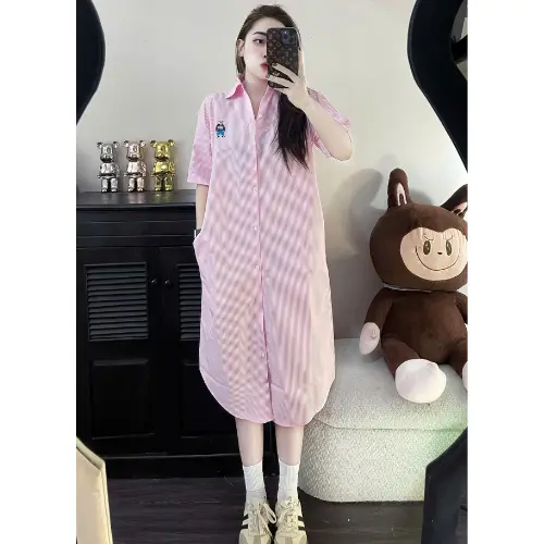 Đầm sơ mi nữ - váy suông nữ cổ cao cúc cài túi ngực vải đũi gân cao cấp Dress Đen Women Voan 6
