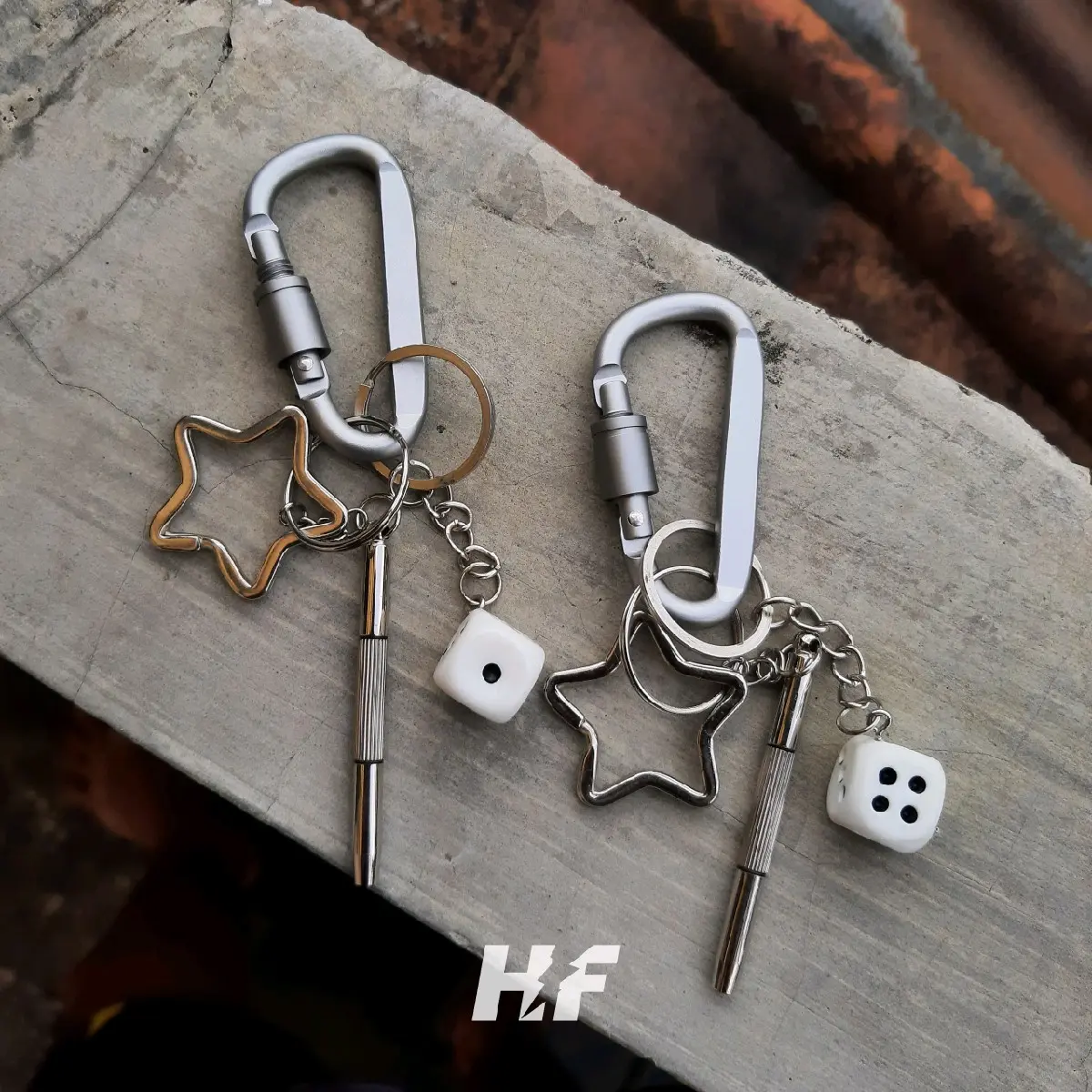 HF - Set Carabiner Keychain Dadu Kalcer Ganci