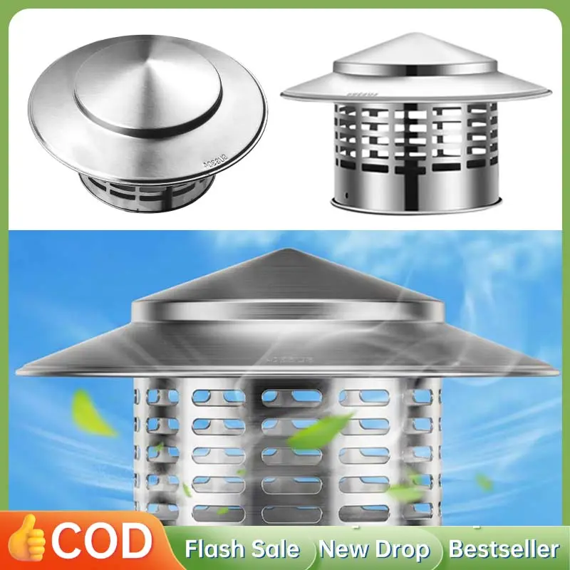 Vent Ducting Cover Vent Cap Penutup Lubang Udara Stainless Steel Air Vent Cap Rainproof 110/160mm
