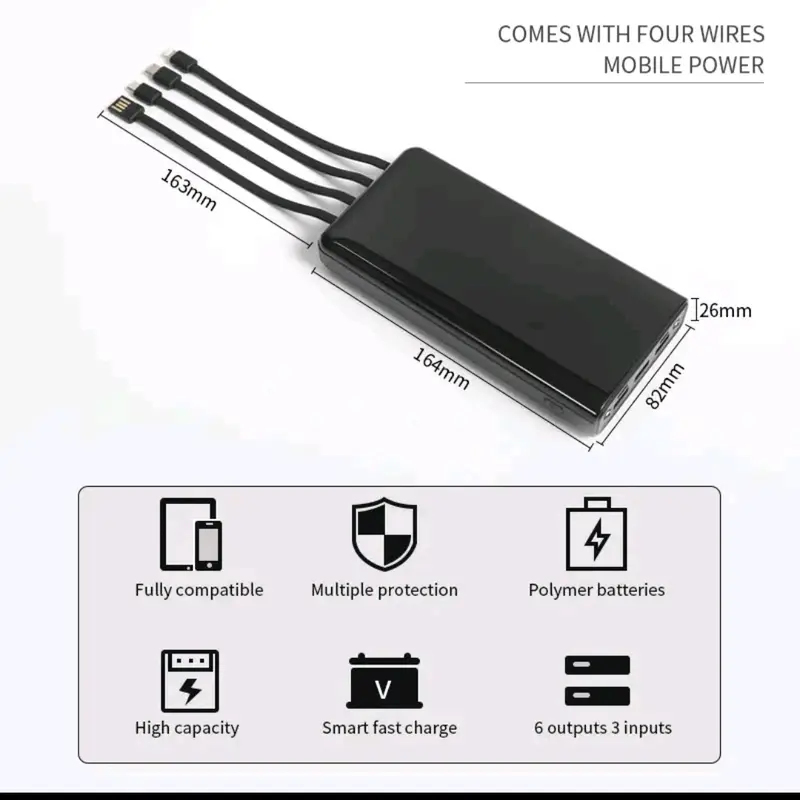 power Bank 24000 mAh.6 output 3 input with LED. Baterai 5