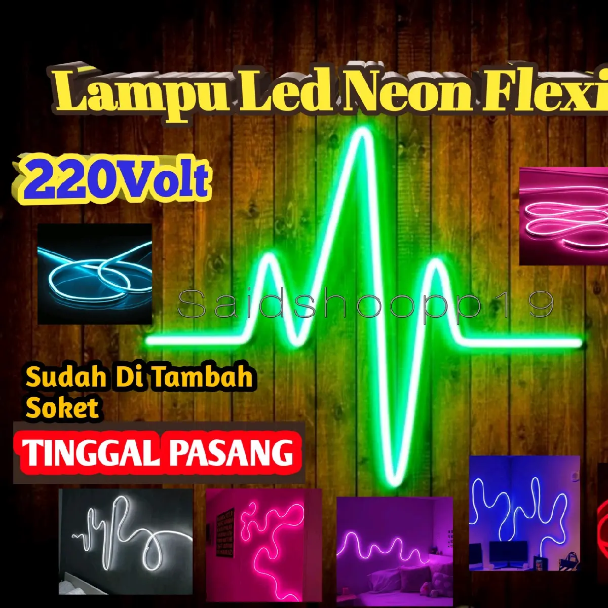 COD Lampu hias kamar Led Neon Flex 220V 1 2 3 4 5M sudah+soket Lampu Detak Jantung Variasi Kamar Pelapon Aesthetic