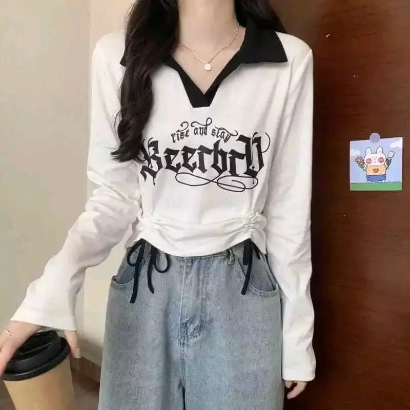 Kaos Longsleeve Serut RISE N SLAY Wanita Knit Rib (LD 88, P 40) Kasual 1