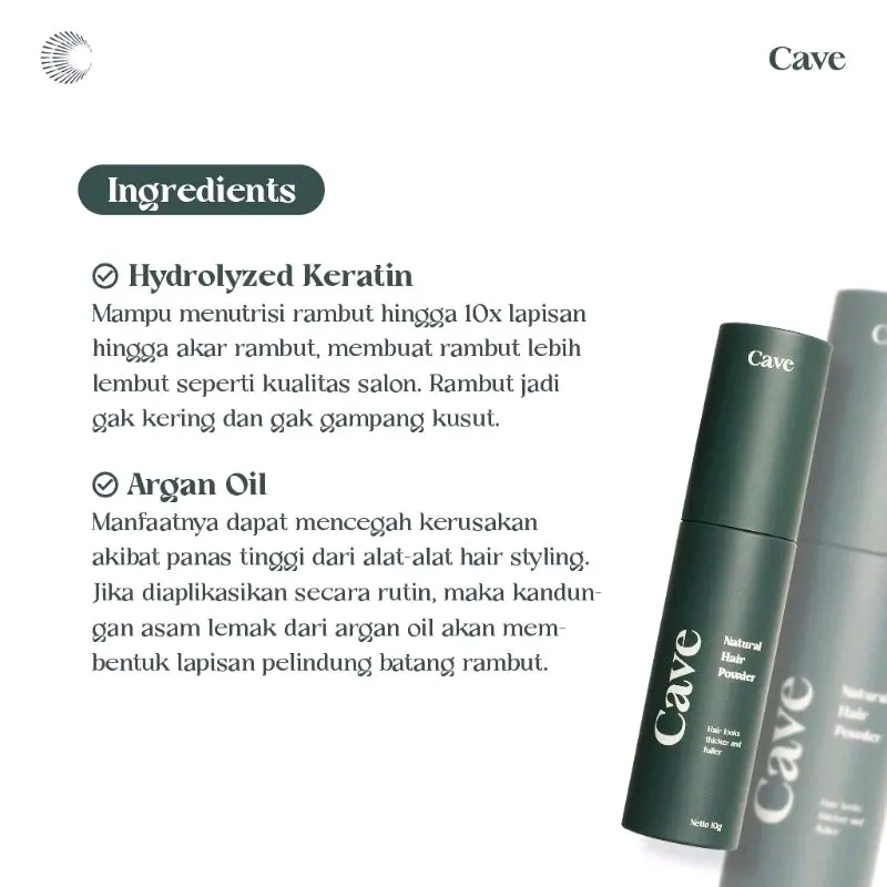 Cave Natural Hair Powder Rambut Bervolume Tampak Tebal 10g 2