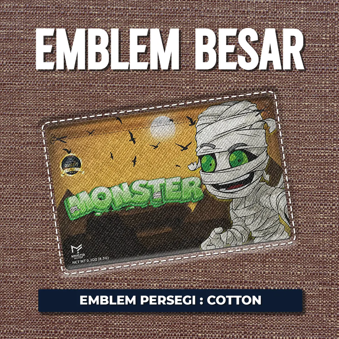 Emblem Bordir Persegi Gambar COTTON - Ukuran Besar - Bonus Emblem Bulat