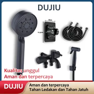 DUJIU Paket Shower Super 7 in 1 Lengkap, 7-in-1 Multifungsi 5 Mode Shower + Pembersih Kloset, Keran 3 Mode Aliran dengan Selang Dudukan
