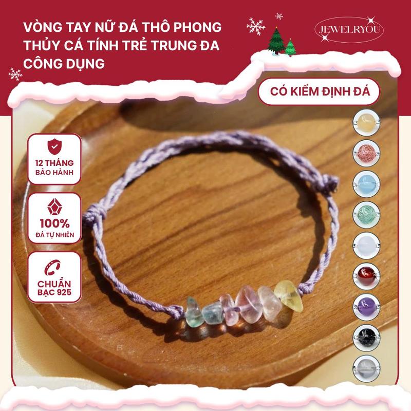  Vòng tay nữ đá thô JEWELRYOU đá năng lượng tự nhiên thu hút nhiều điều mong muốn - Jew01 
