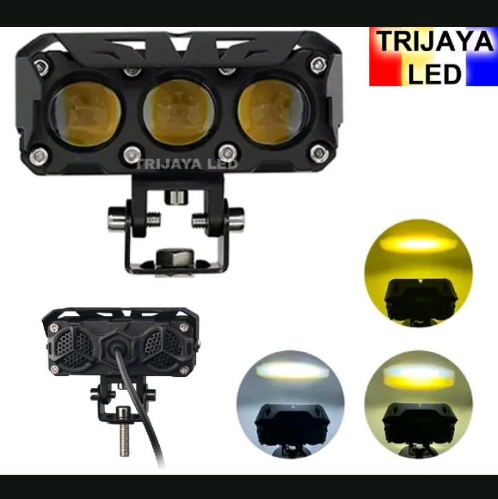 Lampu Tembak Sorot Laser Gun 24 Volt SQL 2 3 Mata LED SQL2 SQL3 Truk Bus Canter Putih Kuning 2 Warna OWL D2 Hi Lo CWL Cutoff Motor Mobil High Low Lasergun Offroad Bar Cree Jauh Dekat Dim Truck Bis Fuso Ragasa Traktor Tronton Foglamp ARB Worklight 3 Kabel 1