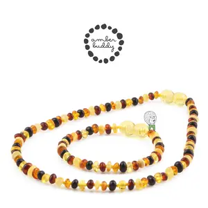 Amber Buddy | XR42M1 Kalung & Gelang Amber Bayi Multicolour Yellow Glossy - 32cm & 14cm.