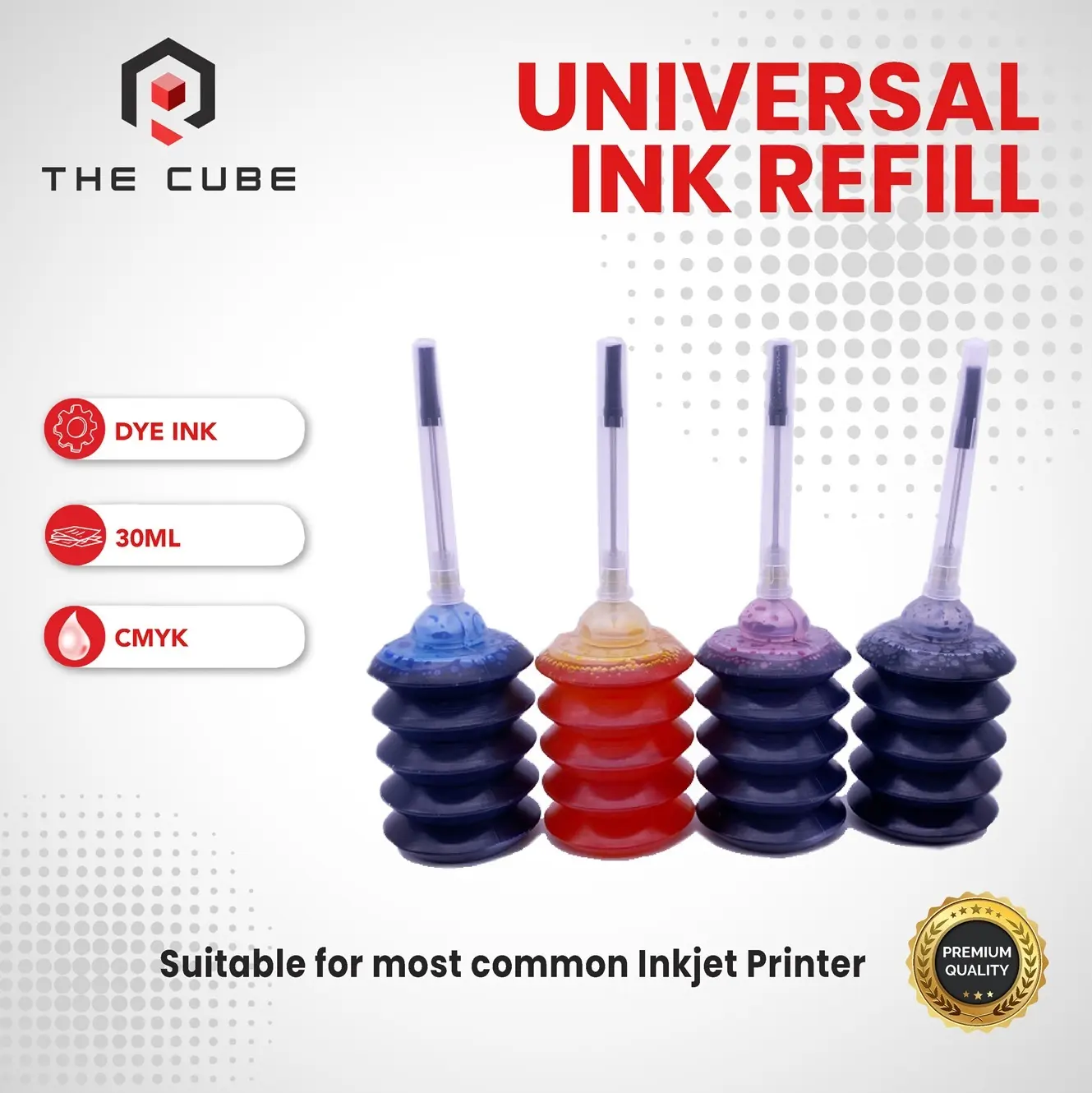 Easy Refill Ink Universal Dye Ink for 680 / 682 / 678 / PG-47 / CL-57 Ink Cartridge 30ml Black Cyan Yellow Magenta