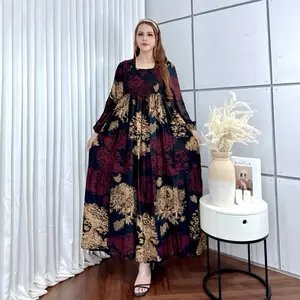 Long dress smoke korean style Panjang/gamis smoke/longdress/gamis rayon