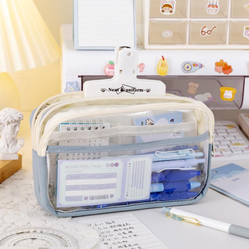 Product Introduction of 3-layer pencil case cute transparent large-capacity storage pencil case student stationery bag 11