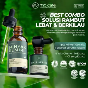 MOICARE 2 PCS PAKET Hair Serum & Minyak Kemiri Penumbuh Pelebat Rambut Hitam