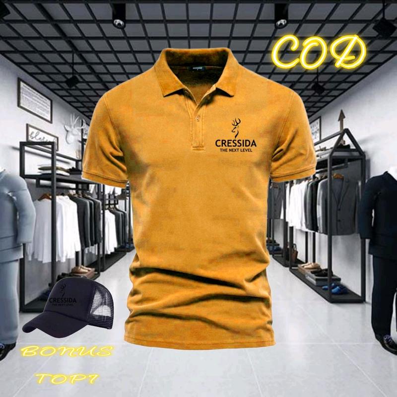 Bonus topi kaos kerah lengan pendek pria dewasa polo keren tebal dan lembut bisa cod 0