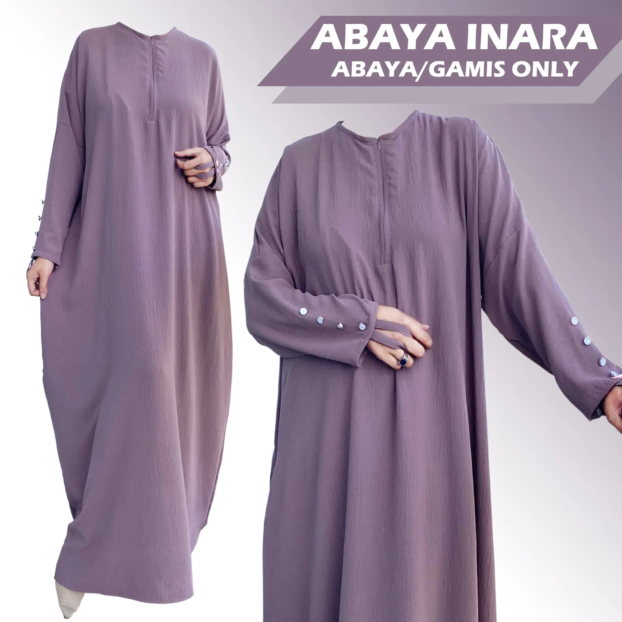 GAMIS Syari Abaya Muslim Wanita Inara Tanpa Khimar Model Turki Arab Dress Maxi Dewasa Crinkle Airflow Premium Jumbo Oversize Hitam Polos