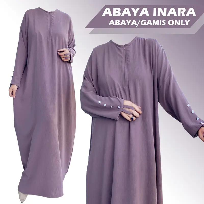 GAMIS Syari Abaya Muslim Wanita Inara Tanpa Khimar Model Turki Arab Dress Maxi Dewasa Crinkle Airflow Premium Jumbo Oversize Hitam Polos 0