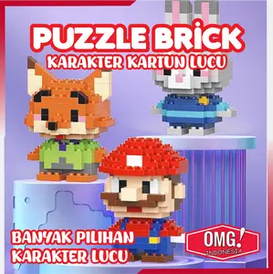 PUZZLE BALOK SUSUN 3D DIY Mainan Edukasi Bayi Puzzle Brick Mini Kartun Karakter Hadiah Toy Gift Nano Blok Anak