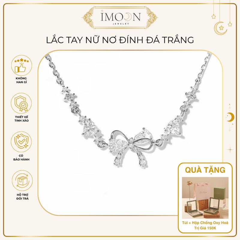 [ IMOON JEWELRY ] Lắc tay nơ đính đá cao cấp, lắc tay hợp kim mạ bạc nữ IMOON064