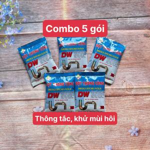 (Combo 5 gói) Bột Thông Tắc Cống DW, Thông Tắc Bồn Cầu, Đường Ống, Bồn Rửa Mặt, Giá Gốc Nhà Máy Làm Sạch