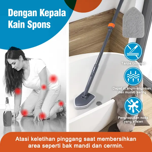 BOOMJOY Hadiah ramadan Penyikat Multifungsi dengan pegangan panjang  Untuk membersihkan bak mandi, shower, dan cermin 3
