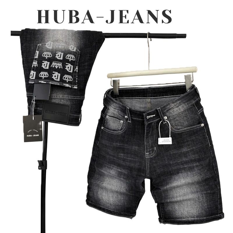 Quần jeans nam HUBA-JEANS PHOM ÔM ỐNG CÔN wash xám Menswear Pants Có Túi Denim quầntàntật form slimfit quần icon thông thường  có thể giặt máy khóa kéo Kem