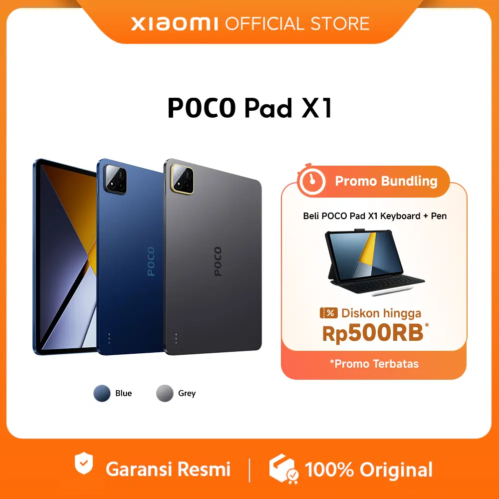 POCO Pad X1 (8GB/512GB) | Layar jernih 3.2K 144Hz | Snapdragon 7+ Gen 3 | Baterai besar 8850mAh (typ) | Xiaomi HyperAI | Quad speaker dengan Dolby Atmos [Official Store]