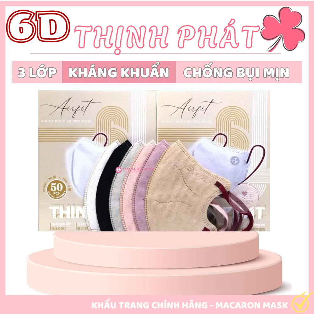 [Set 50 Chiếc] Khẩu Trang 6D Thịnh Phát: Dây Bản To - Co Giãn - Thoải Mái Cả Ngày - Bảo Vệ Toàn Diện