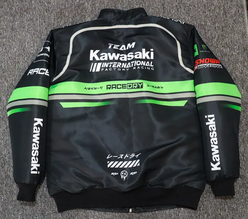 Jaket Nascar Kawasaki Internasional Full Printing Parasut Anti Air Pria Wanita 4