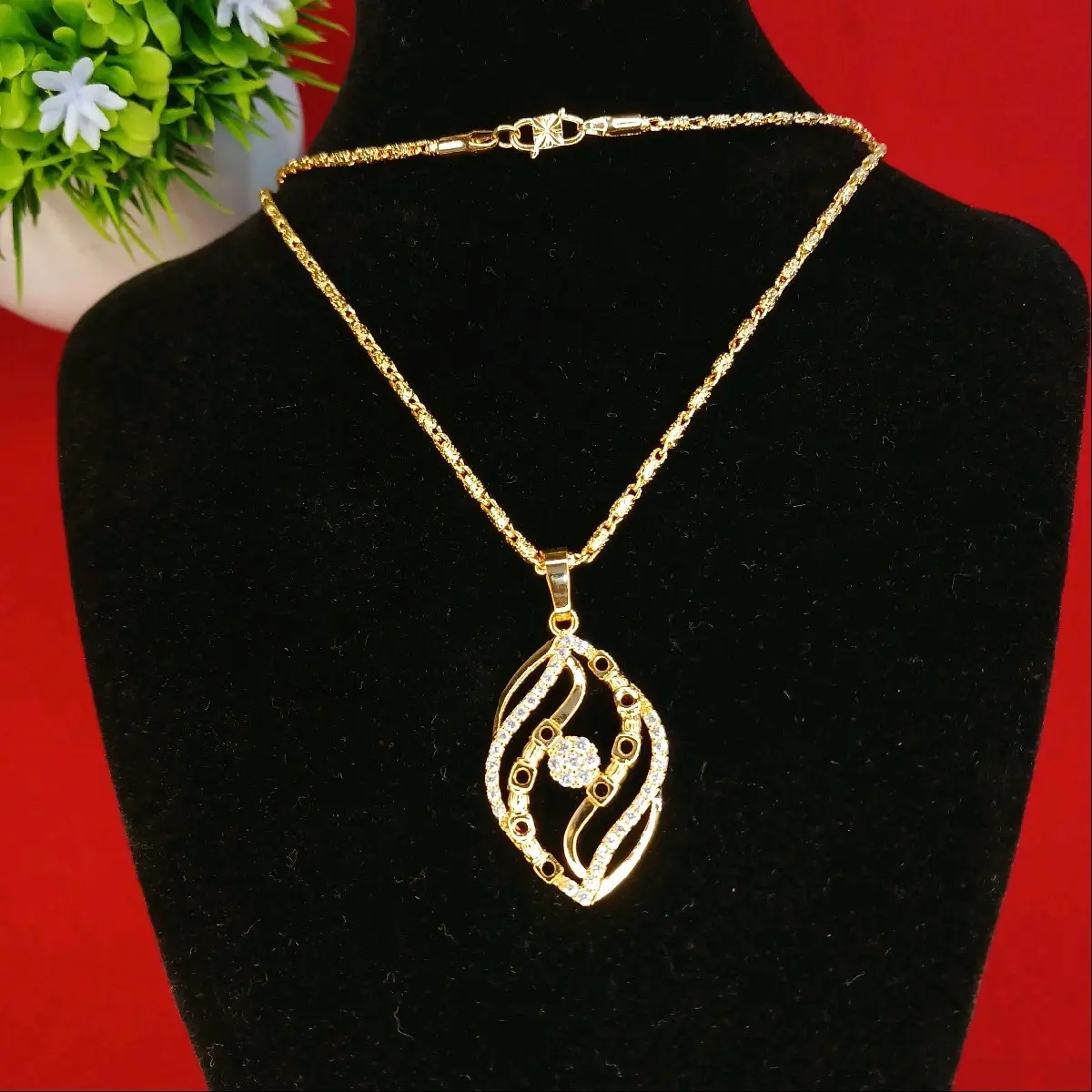 KALUNG TITAN kalung Liontin  wanita Emas 18K, panjang 60cm,  Perhiasan swasa premium kalung balok ukir kalung tambang