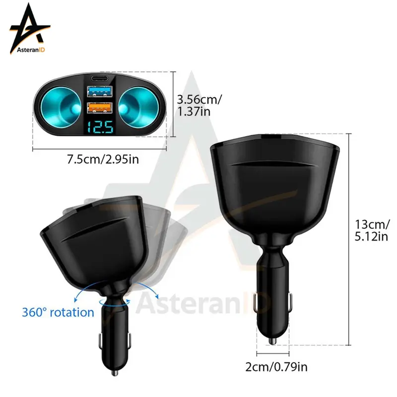 USB Car Charger Cigarette Lighter Super Quick Charge 22.5 W 1