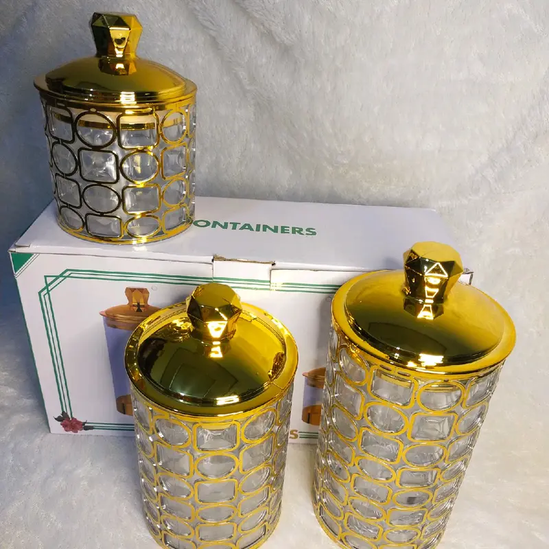 Toples Sultan Akrilik 3 pcs Gold Penyimpanan Plastik Emas 5